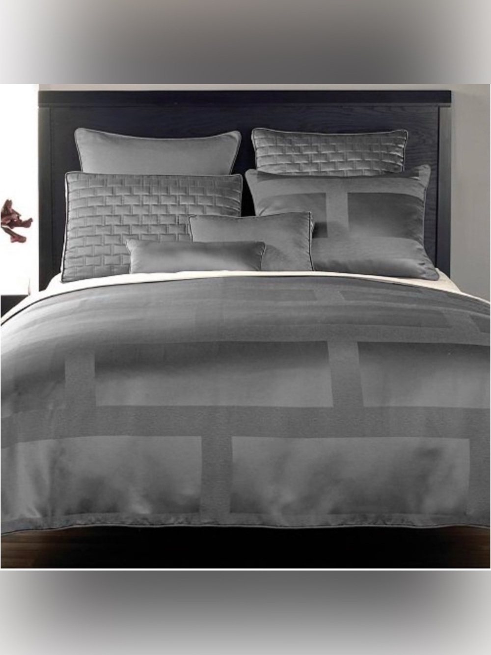 Hotel Collection Duvet Cover Style Frame Full / Queen Charcoal Gray Slate Nickel